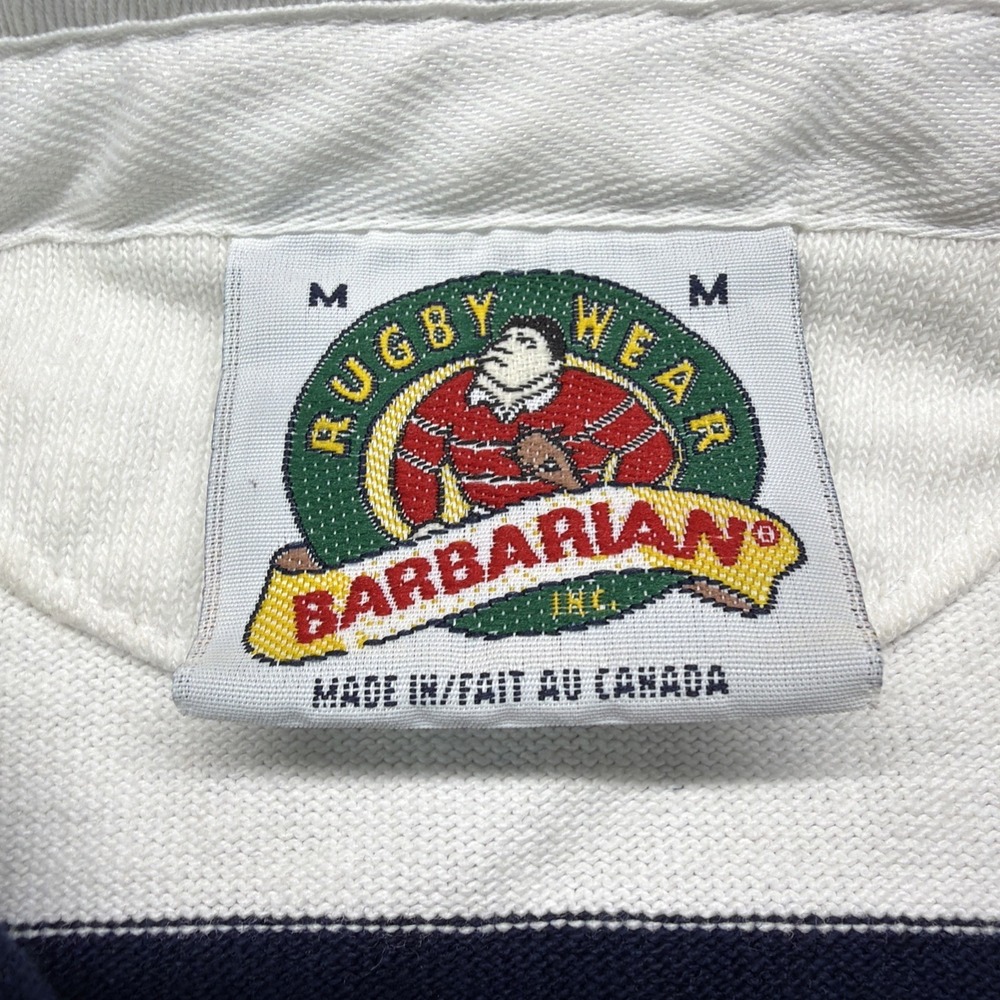 Barbarian Rugby Shirt Mens M Navy White Striped Heavy Cotton Made In Canada - Picture 4 of 11